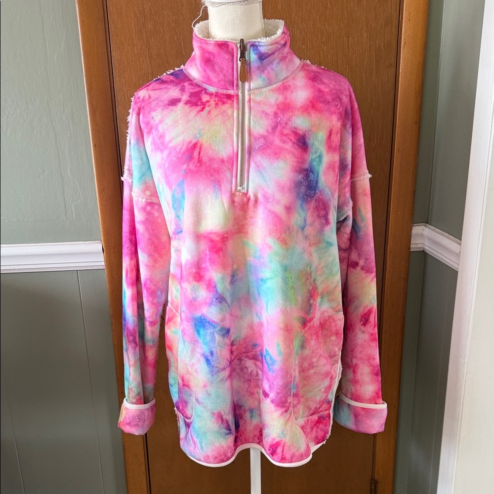 Tie-Dye Quarter-Zip Pullover Size XL